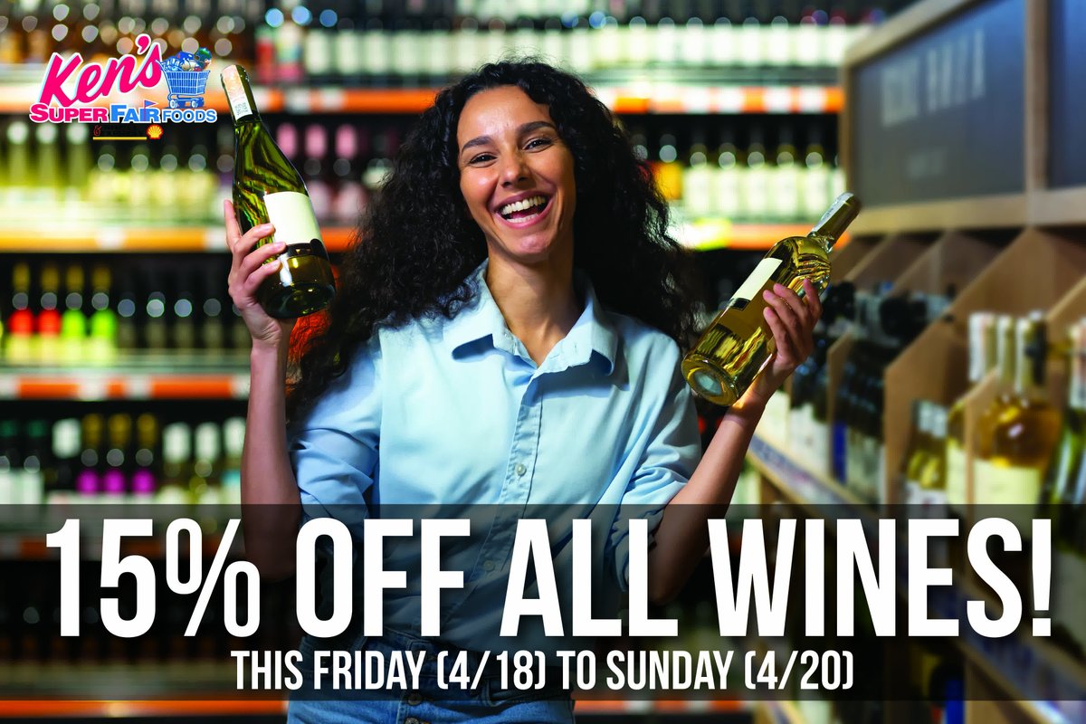 Unwind with wine! 🍇 15% off all wines this Friday through Sunday – stock up for the weekend!