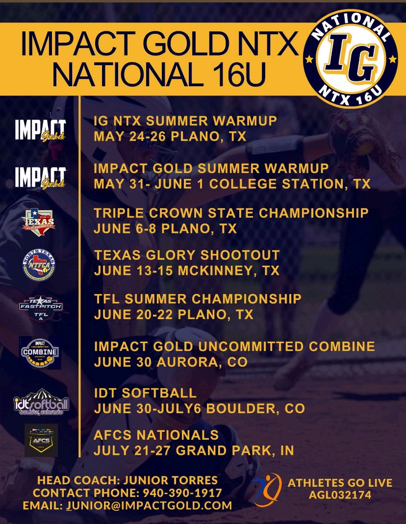 Excited for summer!!! <a href="/coachjrtorres/">Coach Junior Torres</a> <a href="/ImpactGold/">Impact Gold</a> <a href="/MeanGreenSB/">UNT Softball</a> <a href="/ACU_Softball/">ACU Softball</a> <a href="/WTAMUSoftball/">Lady Buff Softball</a> <a href="/BaylorSoftball/">Baylor Softball</a>