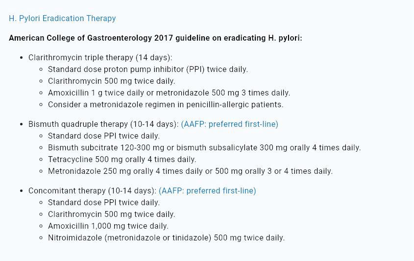📍H.pylori 

تبي تعالج؟
بسيطة

شوف الصورة مرفق فيها multiple regimens واختار منها الأنسب لمريضك ، وخذ بالاعتبار ان السعودية تُعتبر منطقة resistant to macrolide حسب الاحصائيات