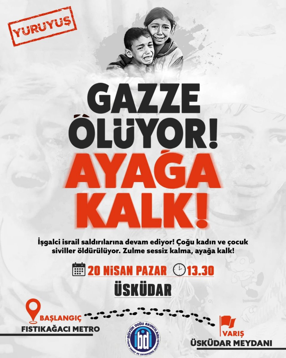 bdafikir's tweet photo. 🔻 "Gazze'yi gündem eden herkesi destekleyin. Çünkü bu bir gündem cihadıdır."  
— *Ebu Ubeyde*  
(Hamas'ın Askerî Kanadı İzzeddin el-Kassam Tugayları Sözcüsü)
👉Zulme sessiz kalmıyoruz.Büyük Doğu Akıncıları olarak meydanda olacağız .

📍Başlangıç: Fıstıkağaçı Metro istasyonu 
📍Varış: Üsküdar Meydanı 

🗓️ 20 Nisan Pazar
⏰13:30
#Gazze 
#GazzeÖlüyor 
#ayagakalk 
#Üsküdar 
#bda
#buyukdoguakincilari