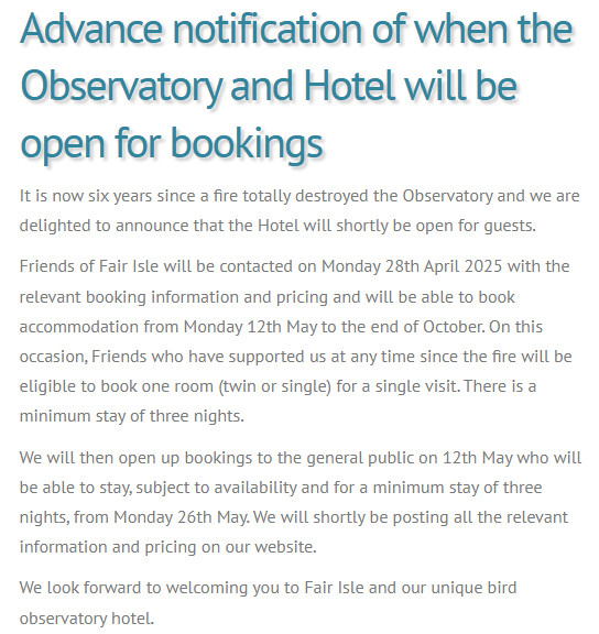 FI_Obs's tweet photo. Advance notification of when the Observatory and Hotel will be open for bookings is now on our website https://t.co/OCIxYZuTJm https://t.co/q39kXkc9hF