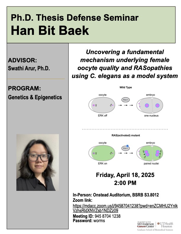 Genetics&Epigenetics (@utgsbsgne) on Twitter photo Do not miss Han's <a href="/hanbitbaek/">Han Bit Baek</a> Ph.D Thesis Defense this Friday April 18th at 2pm! @sarur2 <a href="/rkmille/">🐸Rachel🐸Miller🐸</a> <a href="/MDAndersonNews/">MD Anderson Cancer Center</a> <a href="/MDA_UTHGrad/">MD Anderson-UTH Grad</a> #wearegsbs #phdthesisdefence Do not miss Han's <a href="/hanbitbaek/">Han Bit Baek</a> Ph.D Thesis Defense this Friday April 18th at 2pm! @sarur2 <a href="/rkmille/">🐸Rachel🐸Miller🐸</a> <a href="/MDAndersonNews/">MD Anderson Cancer Center</a> <a href="/MDA_UTHGrad/">MD Anderson-UTH Grad</a> #wearegsbs #phdthesisdefence