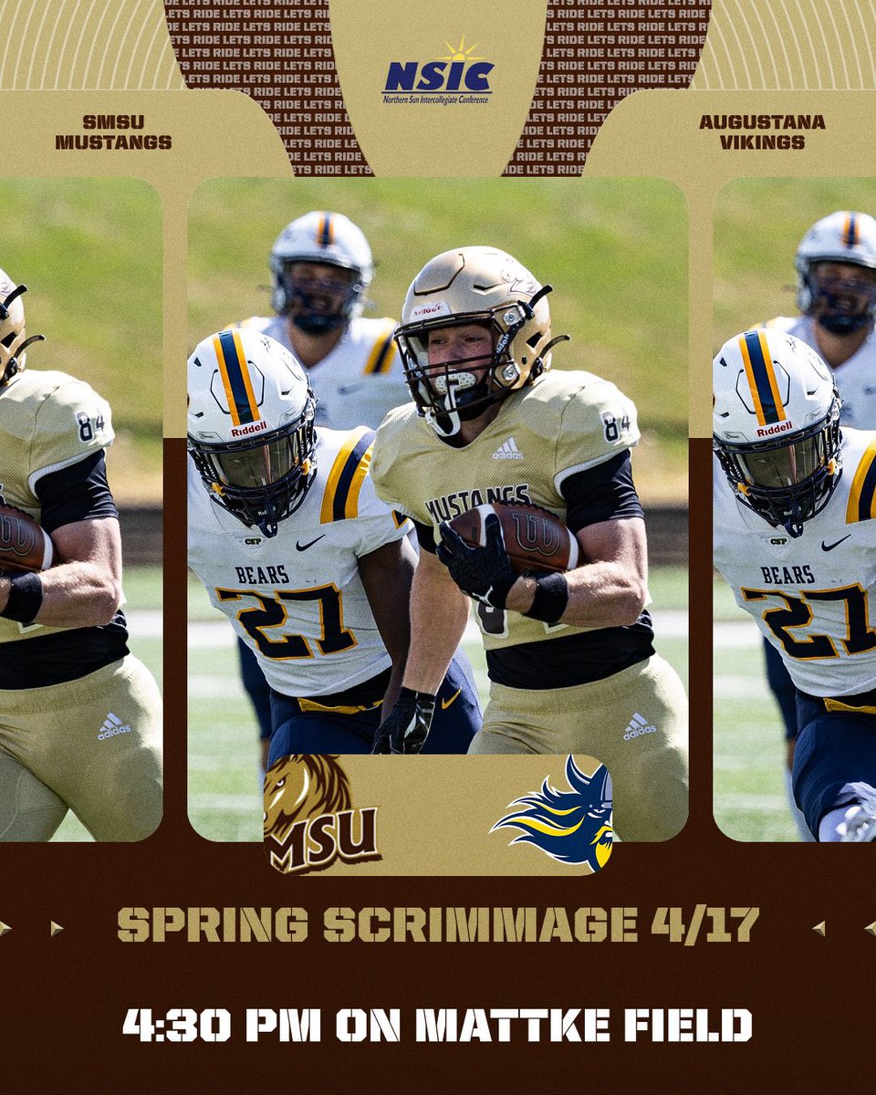 SMSU Football (@smsufootball) on Twitter photo Join us tomorrow at The REC for a spring scrimmage with <a href="/AugieFB/">Augustana Football</a>
📍 Marshall, MN
⏰ 4:30pm
🎟️ Free Admission
#LetsRide 🐴 Join us tomorrow at The REC for a spring scrimmage with <a href="/AugieFB/">Augustana Football</a>
📍 Marshall, MN
⏰ 4:30pm
🎟️ Free Admission
#LetsRide 🐴