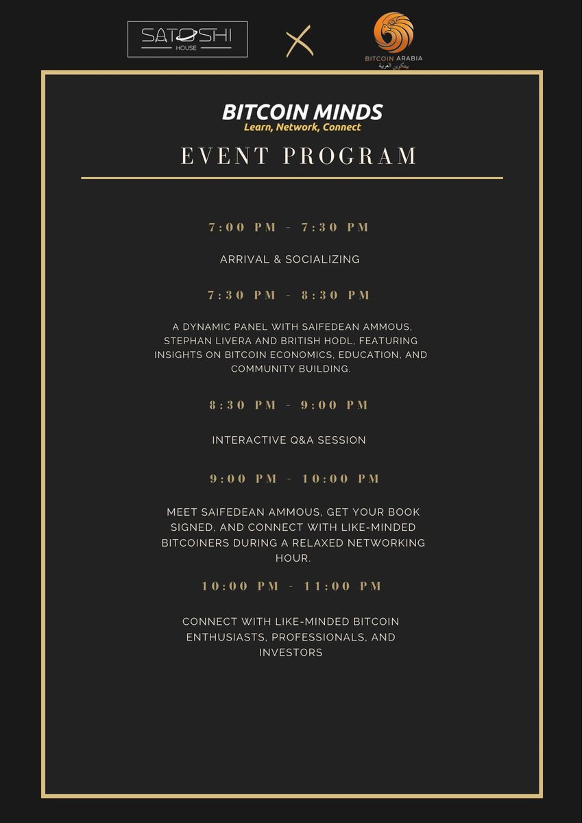 If you’re in Dubai on Monday 21st April (this coming Monday) I’m joining a panel at <a href="/saifedean/">Saifedean Ammous</a>’s book signing event with <a href="/stephanlivera/">Stephan Livera</a>.

Link to book is in the next tweet.

Would be nice to meet.