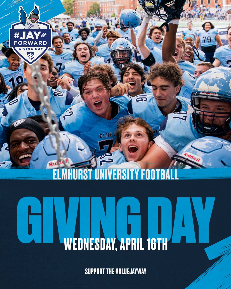 ElmhurstU_FB's tweet photo. Calling all Bluejays! Today is the day to #JayItForward
It is a huge day for our program and we thank
you all for your donations!
https://t.co/n9JaLQPr7f
#TheBlueJayWay https://t.co/xYW5iPdnt0