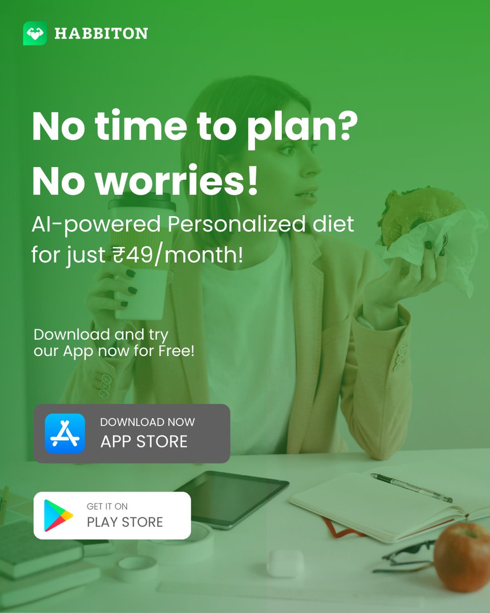 habbiton_app's tweet photo. No time to plan meals? Let AI handle it!

 Get a personalized diet tailored to your goals for just ₹49/month. Stay healthy, save time &amp; eat smart with the Habbiton.

Download Now:

Android: https://t.co/j0p3ZfS8ZA

iOS: https://t.co/5hFzOYPHLl

#HealthyLiving #HABBITON https://t.co/km8r9MLKso