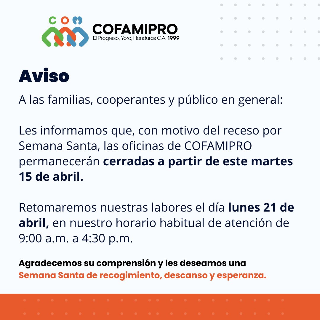 COFAMIPRO's tweet photo. ¡Aviso importante! https://t.co/meWrB6KzVL
