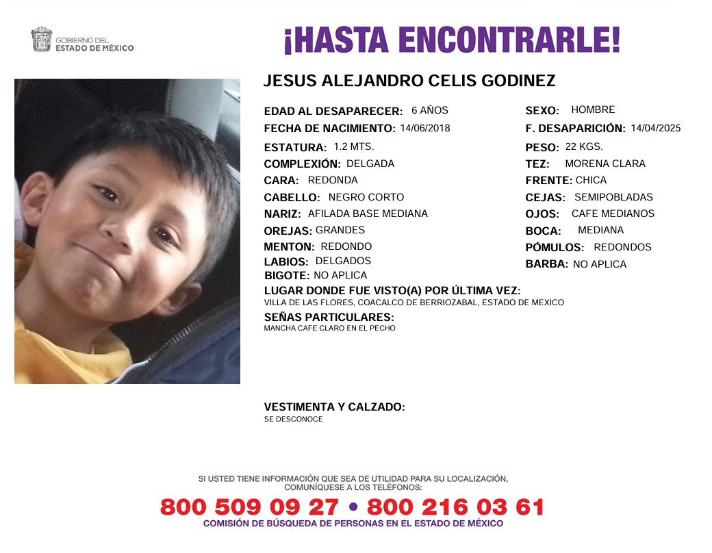 Solicitamos de tu apoyo en difusión para dar pronta localización a Ali Monserrat Celis Godinez y Jesús Alejandro Celis Godinez, comunícate a los teléfonos de COBUPEM 800 216 0361, 800 509 0927. #TodosEnLaBúsqueda