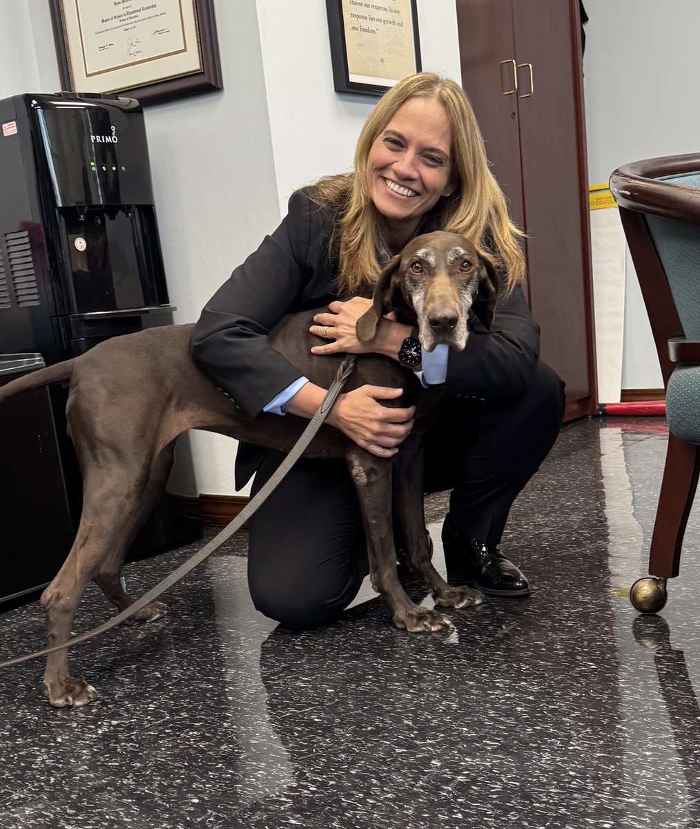 Great visit today with Dr. Dawn M. Baglos, Chief Human Capital Officer, sharing a moment with our emotional support K-9, Whiskey. Building connections, supporting wellness, and strengthening our MDCPS family—one paw at a time. #YourBestChoiceMDCPS #protectingourfuture