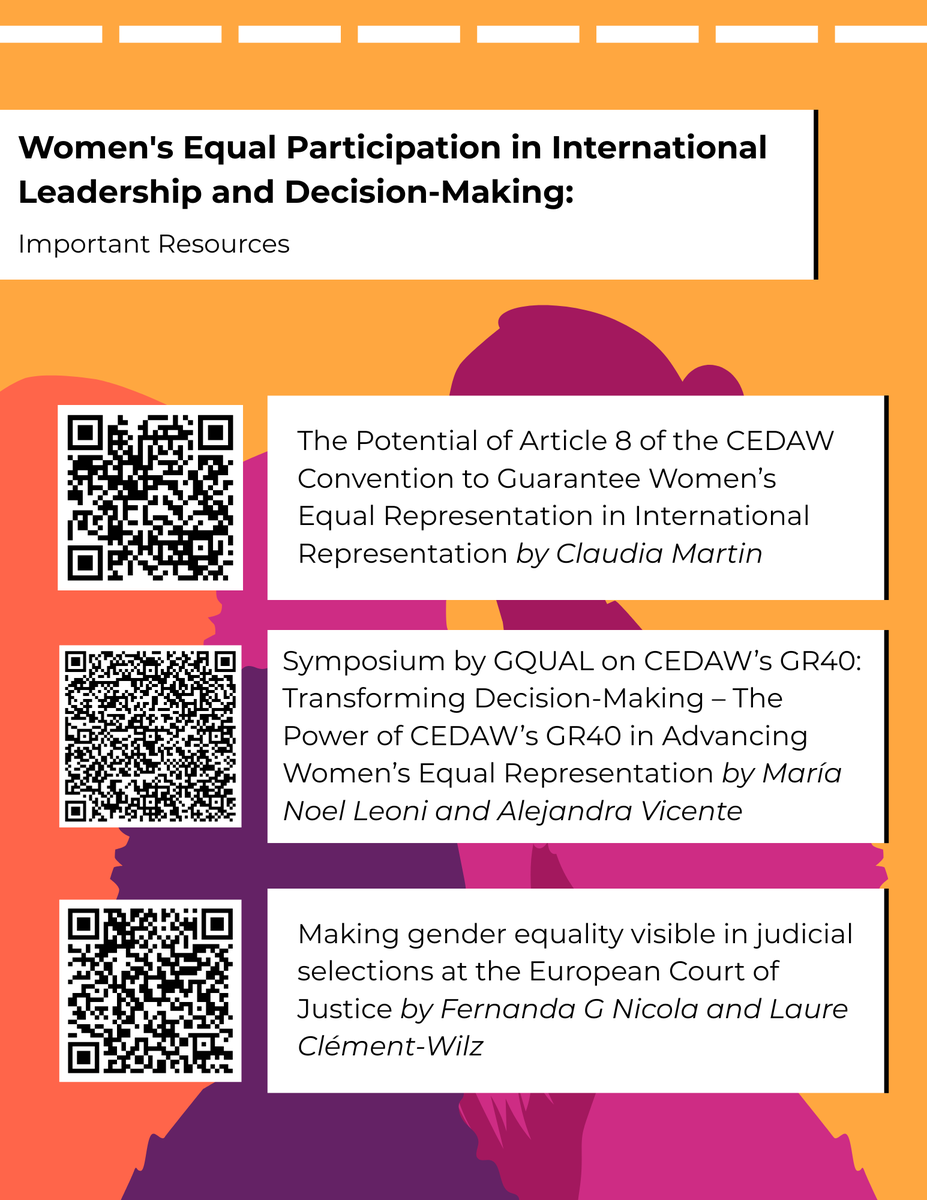 📢 Join us 4/21 at 12PM (NT07) for a convo on women’s equal participation in global leadership 🌍✨

Featuring experts from the Academy on Human Rights &amp; Humanitarian Law &amp; @GQUAL_Campaign.

🔗 Register: ow.ly/SgxX50VB7eI