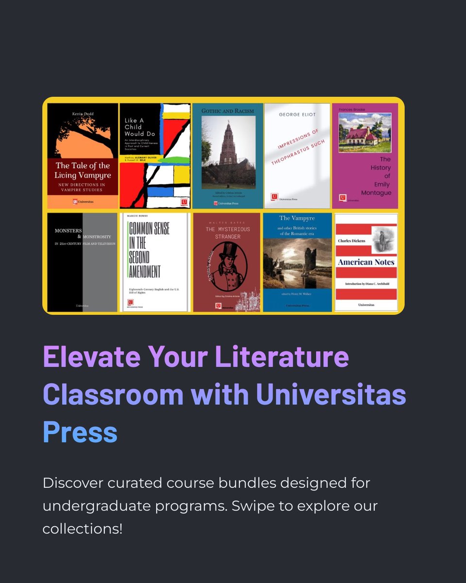 UniversitasP's tweet photo. Designing your next university course? 
✔️ 30% off with code BUYCANADIAN
✔️ Discount for bundles
✔️ Free desk copies 
✔️ Support Canadian authors &amp; publishers

#literature #HigherEd #CanadianPublishing #FacultySupport #CourseDevelopment #AcademicPublishing https://t.co/CoQMOd91hP