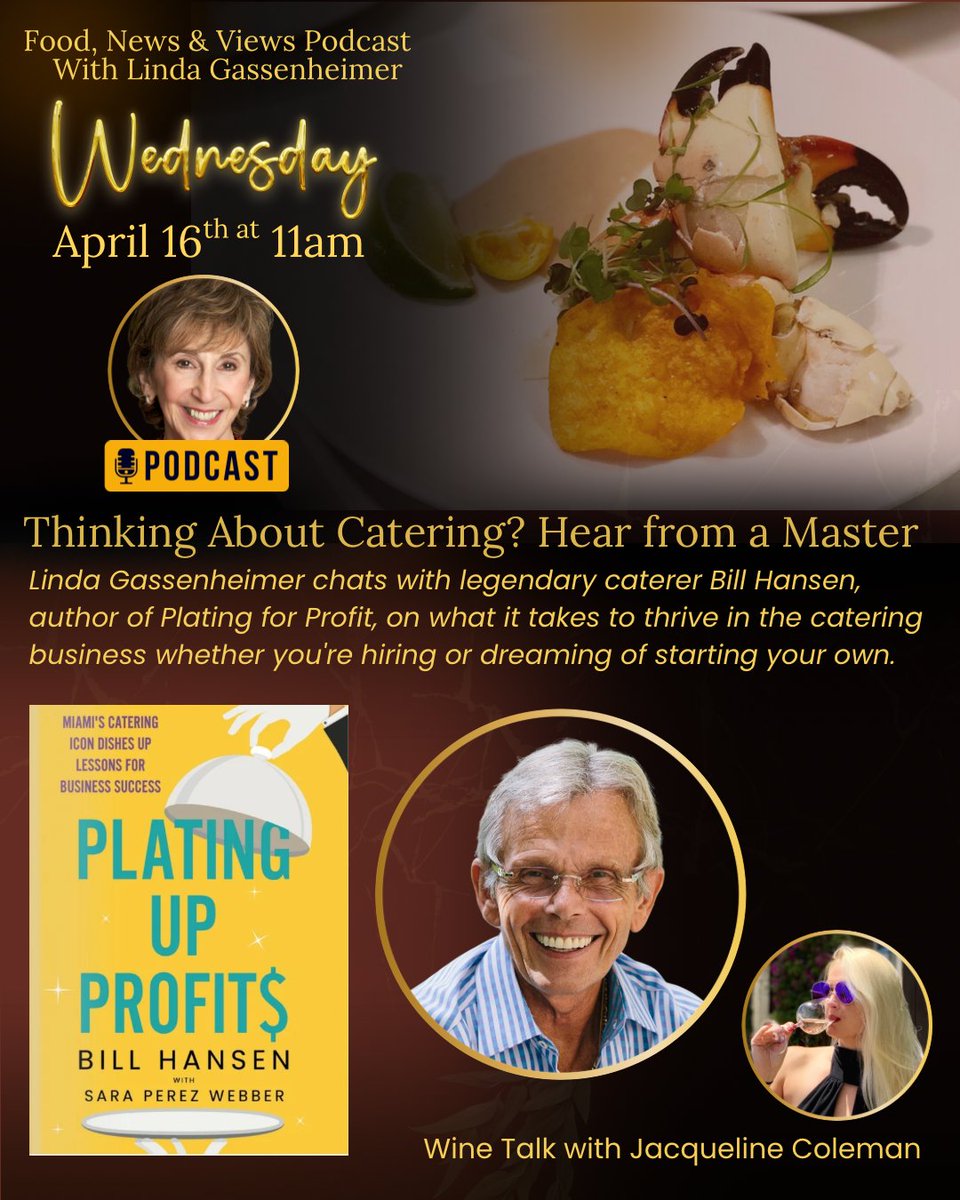 Thinking of hiring a caterer—or launching your own biz? 🍽️
Linda Gassenheimer talks with top caterer Bill Hansen on Food News and Views! Plus, Jacqueline Coleman shares wine finds from Vinitaly. 🎧 Listen now! #FoodNewsAndViews #CateringTips
