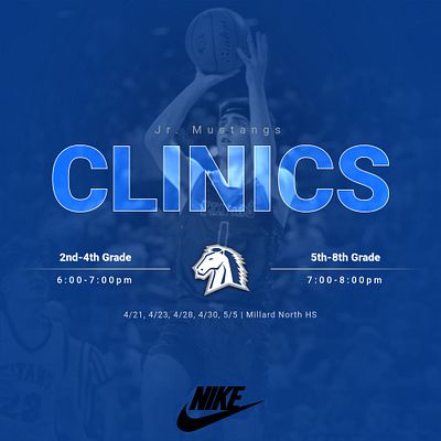 Basketball Clinic's Start Next Week!  Can't wait to get back in the gym!

Get Signed up HERE!
mustangyouthbasketball.org/clinics-camps-…

<a href="/MNHSActivities/">MNHS Activities</a> <a href="/MillardNorthHS/">Millard North HS</a> <a href="/MNHSJrMustangs/">Jr Mustangs</a> 

#rollstangs