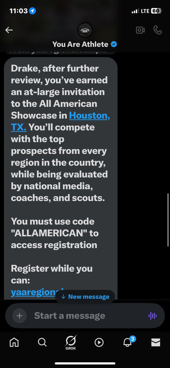 Drake_cole65's tweet photo. Very bless to be invited to the @youareathlete all American showcase camp this may
#AGTG #6strong 
@CoachButler_WN @gunnar_cox @CoachW_Cox @WNHSwarriorFB https://t.co/2NuIykKQBC