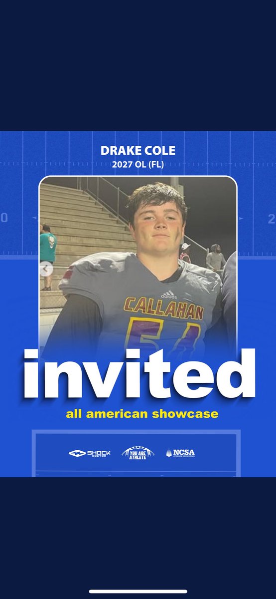 Drake_cole65's tweet photo. Very bless to be invited to the @youareathlete all American showcase camp this may
#AGTG #6strong 
@CoachButler_WN @gunnar_cox @CoachW_Cox @WNHSwarriorFB https://t.co/2NuIykKQBC