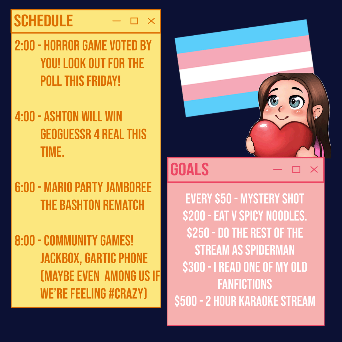 Ashton | FREE 🇵🇸 (@scrambledashton) on Twitter photo 🚨🏳️⚧️CHARITY STREAM!🚨🏳️⚧️
This Monday (21/04) I will be live from 2 pm GMT raising money for <a href="/TransLifeline/">Trans Lifeline</a> and their incredible work!
Join me for over 8 (!) hours of games, giggles, cats and perhaps some MAJOR embarrassment all in aid of a great cause!
twitch.tv/scrambledashto 🚨🏳️⚧️CHARITY STREAM!🚨🏳️⚧️
This Monday (21/04) I will be live from 2 pm GMT raising money for <a href="/TransLifeline/">Trans Lifeline</a> and their incredible work!
Join me for over 8 (!) hours of games, giggles, cats and perhaps some MAJOR embarrassment all in aid of a great cause!
twitch.tv/scrambledashto
