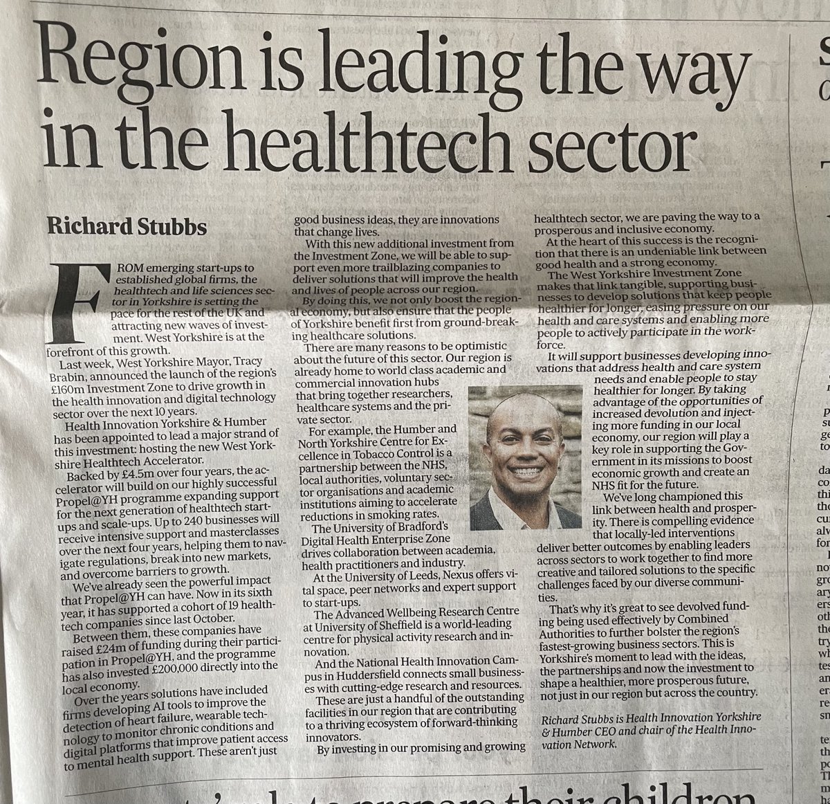 Health Innovation Yorkshire & Humber (@healthinnovyh) on Twitter photo Great to see an opinion piece in today's <a href="/yorkshirepost/">The Yorkshire Post</a> from our CEO <a href="/richarddstubbs/">Richard Stubbs FRSA</a> on why #Yorkshire is well placed to lead the way in the #healthtech and #lifesciences sector: yorkshirepost.co.uk/news/opinion/c… Great to see an opinion piece in today's <a href="/yorkshirepost/">The Yorkshire Post</a> from our CEO <a href="/richarddstubbs/">Richard Stubbs FRSA</a> on why #Yorkshire is well placed to lead the way in the #healthtech and #lifesciences sector: yorkshirepost.co.uk/news/opinion/c…