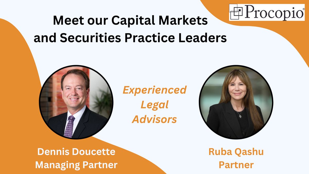 Our #CapitalMarkets &amp; #Securities practice gains new leadership as Orange County Partner Ruba Qashu joins firm Managing Partner Dennis Doucette of San Diego as co-leader. Learn more: procopio.com/new-cap-market… #lawnews #lawfirm #lawfirmnews #legalnews