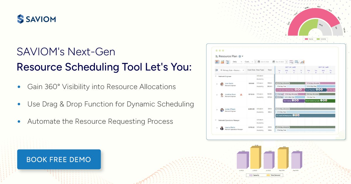 SaviomSoftware's tweet image. 🚀 SAVIOM&apos;s multi-dimensional #resourcescheduler helps you gain a 360-degree overview of your resources, allocate the right resources to the right opportunities, 📊 and 💰 automate the #resourcerequisition process for better efficiency.
bit.ly/3USGWF4