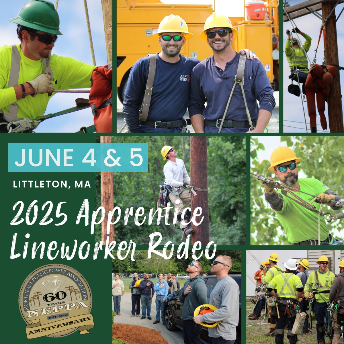 NEPPA_Littleton's tweet photo. NEPPA’s #ApprenticeRodeo returns June 4–5 in #LittletonMA! 2 days of #LineworkerTraining #skill &amp; #action at our NEPPA #Training Facility.

Open to all — #managers, #guests, #vendors &amp;  #students. #NoCharge to attend.

📧 #RSVP: communications@neppa.org
#Linework #rodeo #utility https://t.co/4CbHWyBORo