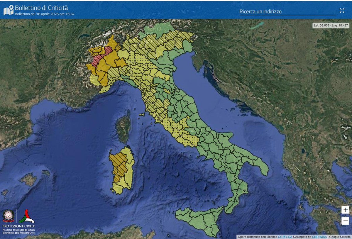 📅 Giovedì 17 aprile
🔴🔔 allerta ROSSA in Piemonte.
🟠🔔 allerta ARANCIONE in 4 regioni
🟡🔔 allerta GIALLA in 10 regioni
Ancora temporali al Nord. Venti forti dal Nord al Centro. Leggi l'avviso meteo del 16 aprile👉 bit.ly/4jdLwJr