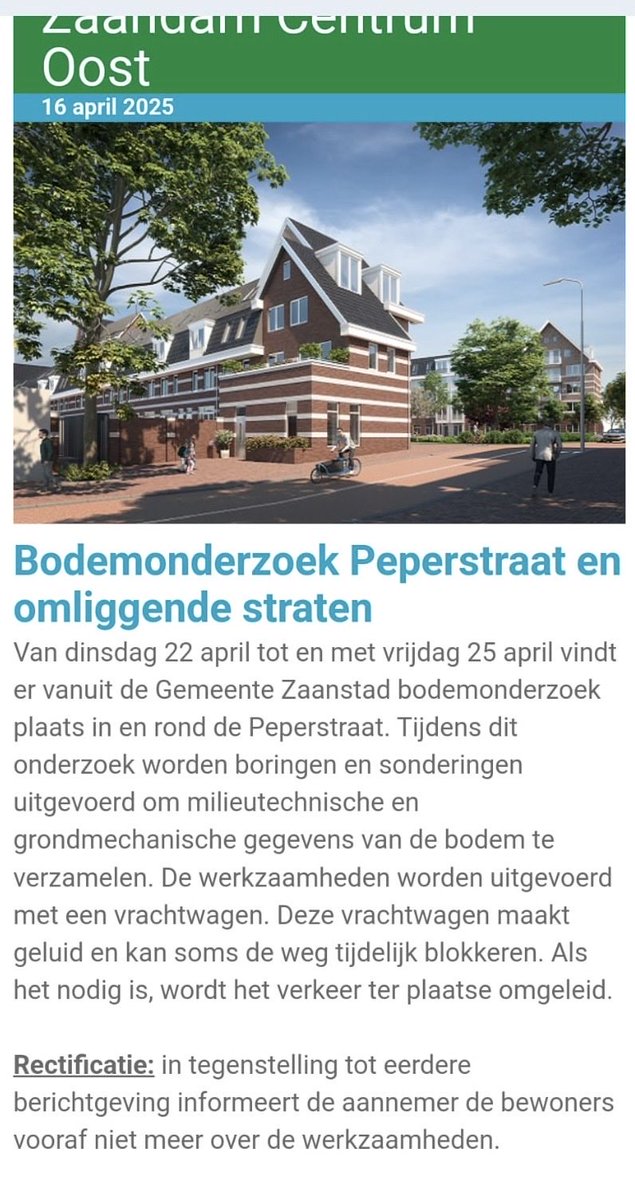 Nieuwsbrief. Let op de rectificatie: Omwonenden worden vooraf niet meer geïnformeerd over de werkzaamheden 🤨