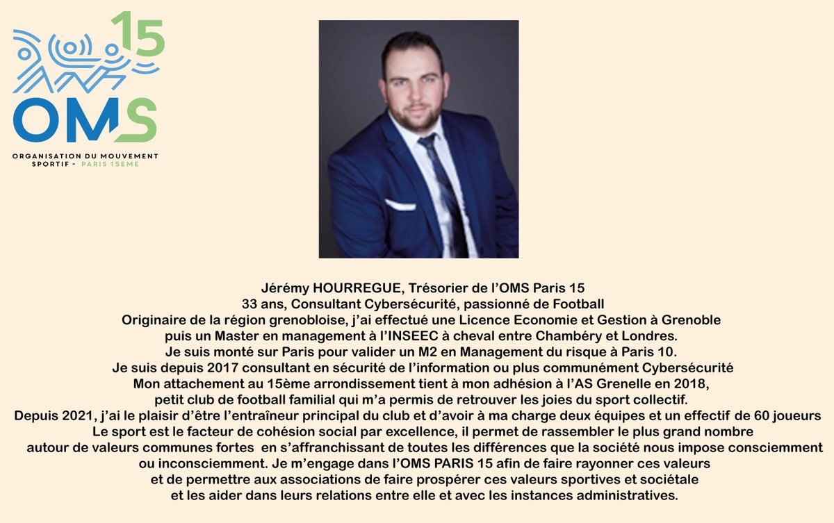OMSPARIS15's tweet photo. Le Trésorier de l'OMS15
Jérémy HOURREGUE https://t.co/FqoslM2TqB