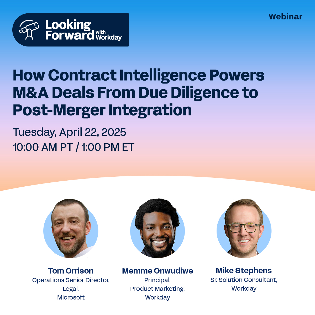 Workday's tweet photo. Learn how to speed up due diligence, reduce risk, and support post-merger success with AI-powered contract intelligence. Register now to get expert insights from this exclusive webinar: https://t.co/w1wUDoDgF1 https://t.co/e8ulWsbqOa
