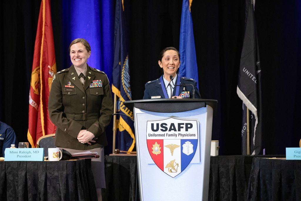 usufamilymed's tweet photo. @myUSAFP post #3: @GigiReyMD was officially inaugurated as the President of the USAFP for this year. With her extensive leadership background, we eagerly anticipate all the achievements she will bring about with her team! Congrats, Gigi! #MedEd #USUHS #FamilyMedicine https://t.co/JoUGXhf4bC
