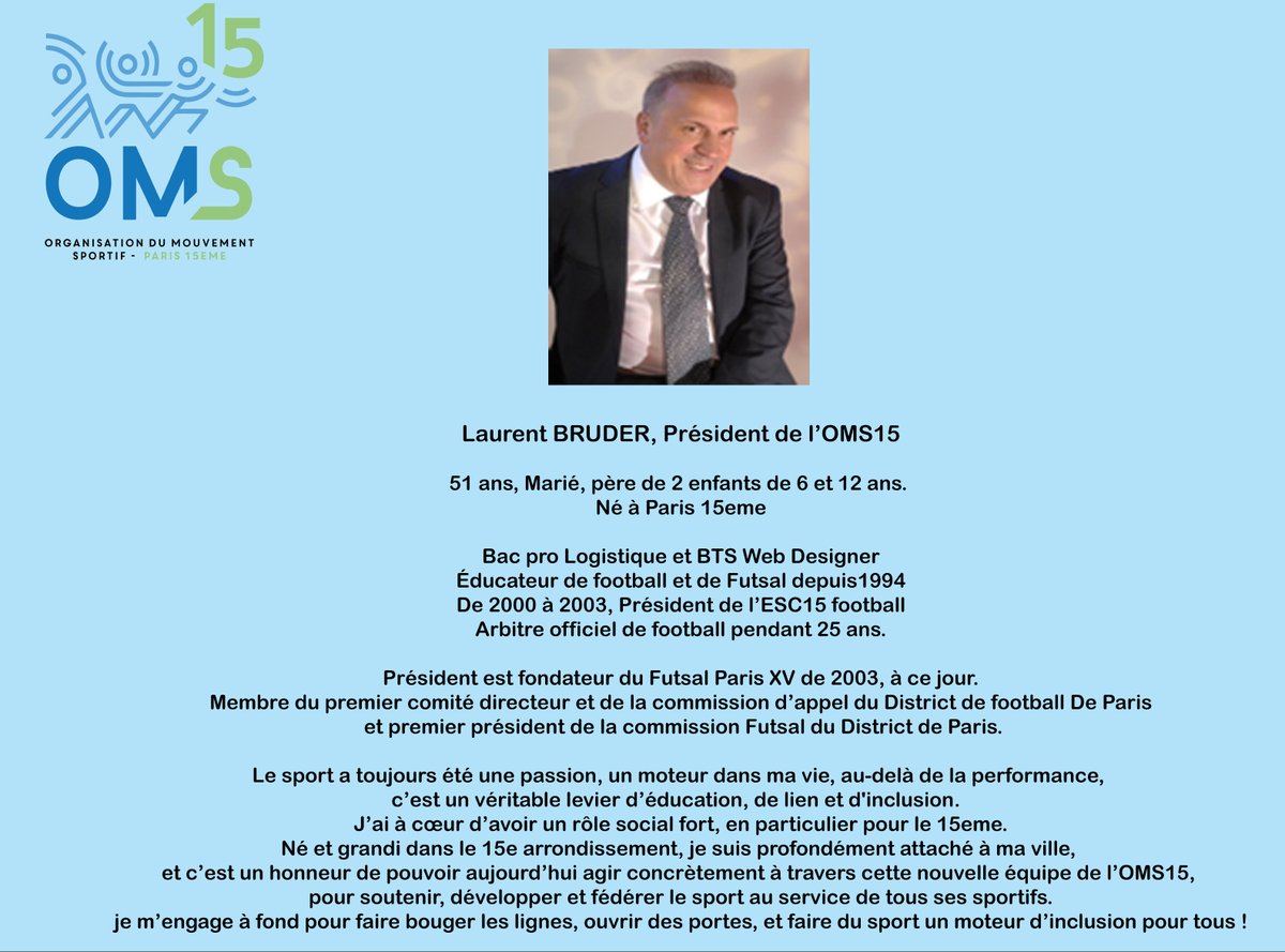 OMSPARIS15's tweet photo. Et le nouveau Président de l'OMS15
Laurent BRUDER https://t.co/QERsTcypms