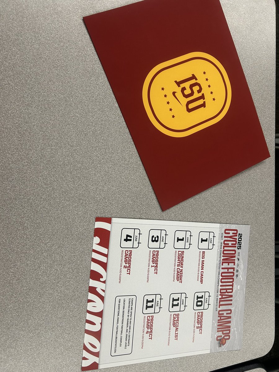 Thank you for the camp invite!
<a href="/CycloneFB/">Iowa State Football</a> 
<a href="/TrentSlattenow/">Trent Slattenow</a> 
<a href="/DerekHoodjer/">Derek Hoodjer</a>