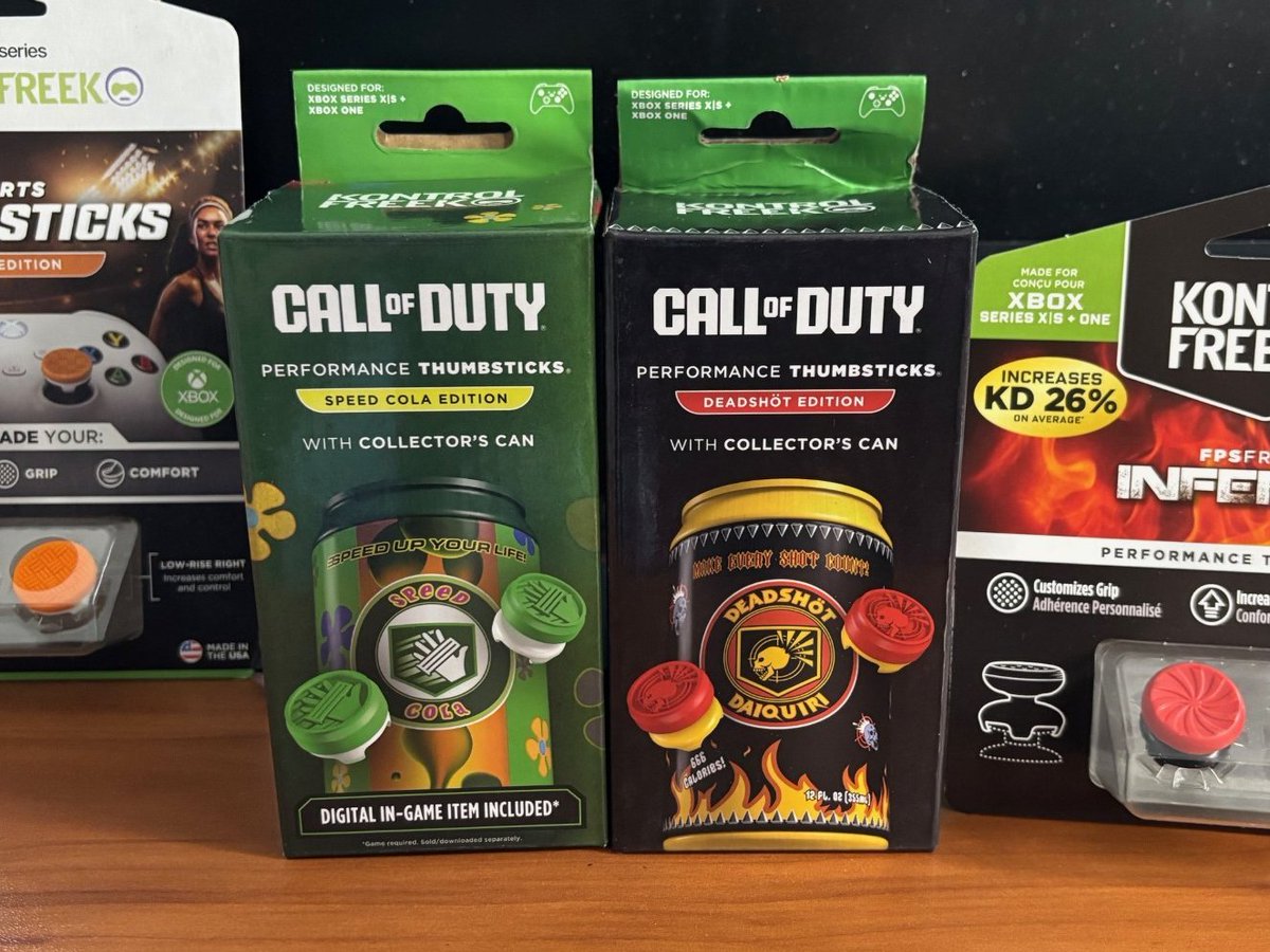 xpertfusion3's tweet image. HUGE thanks to @KontrolFreek for these AMAZING @CallofDuty Zombies themed thumbsticks! 🔥
They come with Perk-a-Cola cans for Speed Cola & Deadshot! 🍹
Speed Cola gives you a Black Ops 6 in-game Cosmetic!
🛒 Get 12% off with code 'XPERTFUSION' on ANY order!
#FreekNation