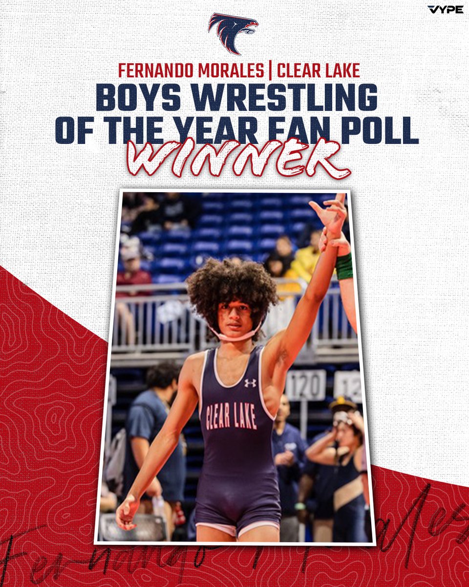 The VYPE Boys Wrestler of the Year Fan Poll Winner is... Clear Lake's Fernando Morales

#wrestling