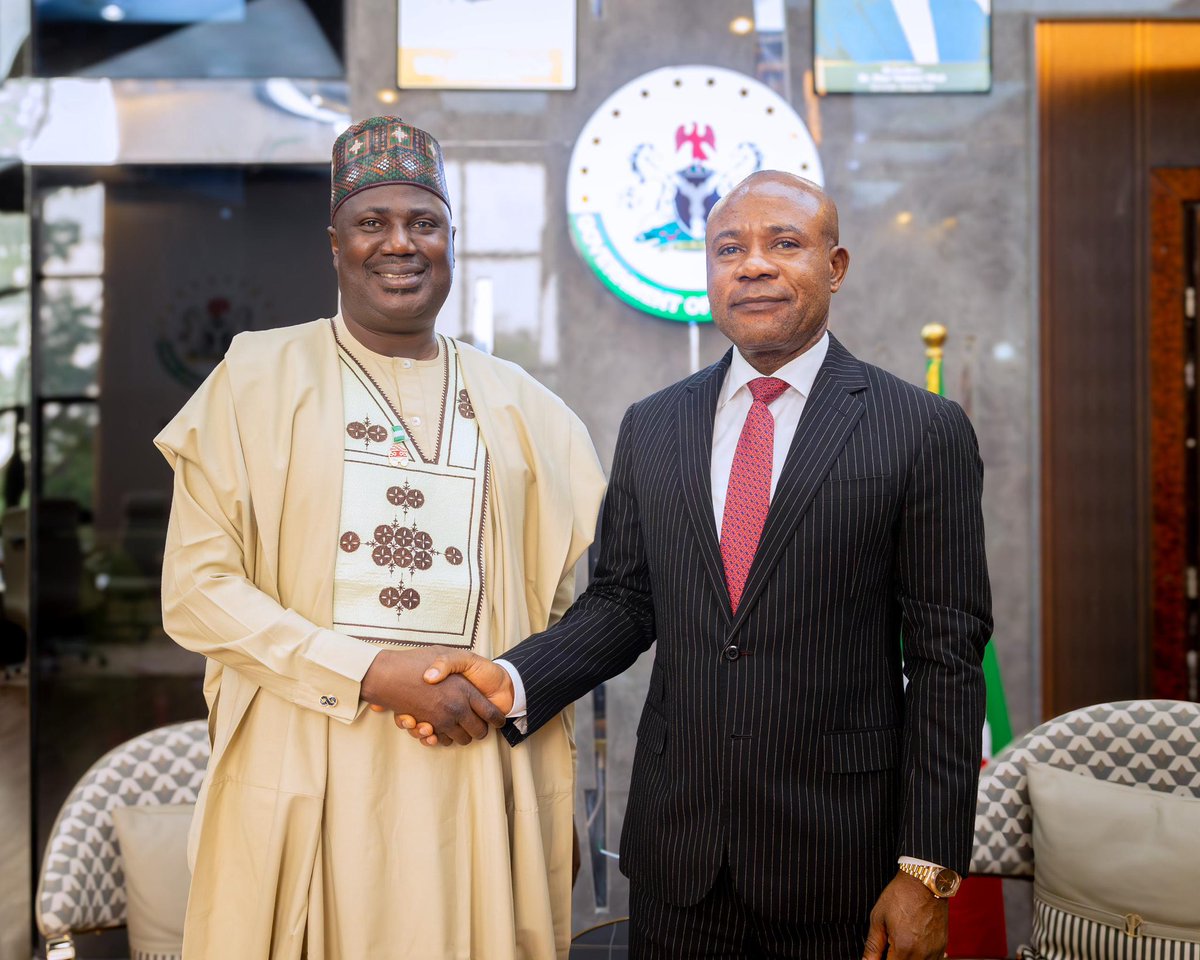 Pleased to receive the Honourable Minister of State for Agriculture, Sen. Dr. Aliyu S. Abdullahi, CON, on a courtesy visit to my office yesterday. We had a productive engagement on areas of collaboration that will further enhance agricultural productivity and food security.