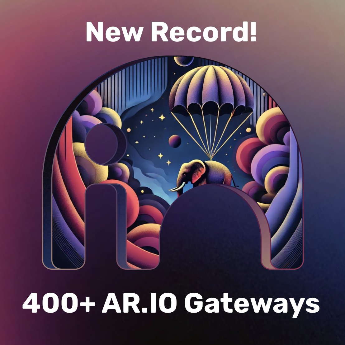 There are 410 Gateways in the First Permanent Cloud Network 🐘

Each gateway is incentivized to serve data from Arweave  and can run complimentary services like bundlers and @aothecomputer CUs, to earn more 🤝