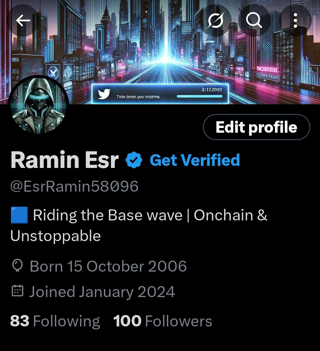 Ramiin_eth's tweet photo. 100 strong!🎉🚀
Thanks for the love, the vibes &amp; the support! 💙⚡
This is just the beginning — let’s build, vibe &amp; grow together. 🚀🤝
What should I post next? 👀

#100Followers #BasedFam #ThankYou https://t.co/FAFZXCWa74