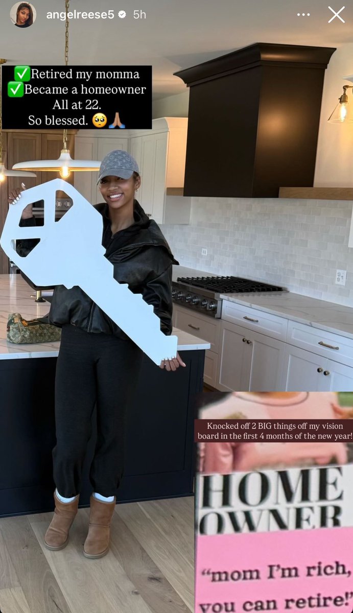 FearedBuck's tweet photo. WNBA star Angel Reese reveals she retired her mom and became a homeowner in the same year at just 22 years old 🔥

(via @poetikflakko) https://t.co/9WMSQrQ4uG
