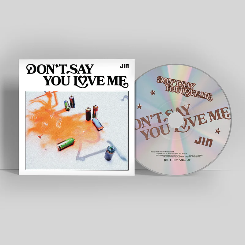 charts_k's tweet photo. Jin's "Don't Say You Love Me" Single CD and Instrumental Single CD are available to pre-order on @BTS_twt US Store! ($2.99 each)

https://t.co/rKsSbzesMq https://t.co/x9hVHOn7Gx