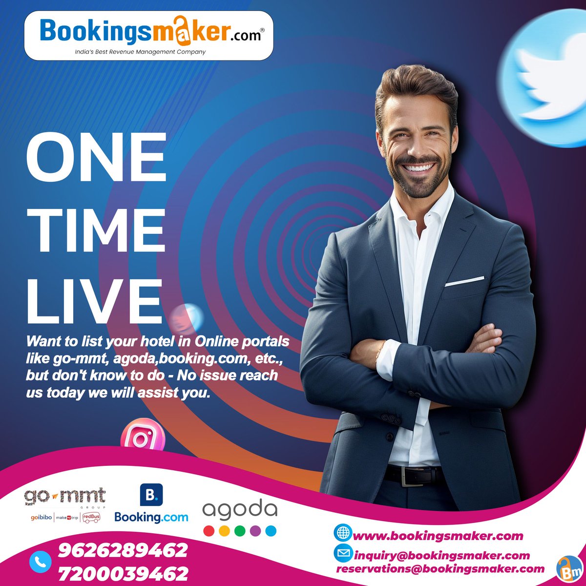 Bookingsmaker's tweet photo. One Time Live
Want to list your hotel in Online portals like go-mmt, agoda,https://t.co/Er7AxOb1NX, etc

#onetimelive #onetimelivejustinbieber #onetimelivebeabadoobee #onetimeliveacoustic #onetimelivejustinbieber2022 #onetimeliveellen #onetimelive2009 #onetimeliveperformance https://t.co/gudHRVhi9O