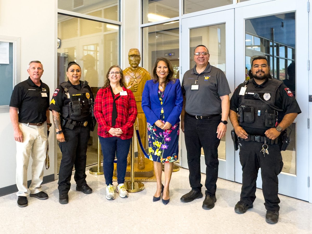 YsletaISD's tweet photo. This morning, Rep. Veronica Escobar presented Eastwood JROTC students with Certificates of Congressional Recognition for their participation in last month’s Town Hall at Eastwood HS. These young leaders proudly represented the Troopers and #THEDISTRICT with honor and excellence! https://t.co/CTpTZsNXSI