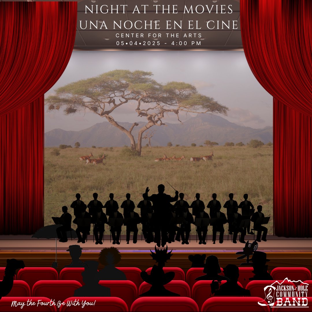 JHCBand's tweet photo. Venture into a world of breathtaking landscapes and unforgettable melodies that capture the heart of a continent. 🌍🎻 #ANightAtTheMovies @TheCenterJH #TheCenterJH #JHCBand #MovieMusic https://t.co/TuxKaPviBS