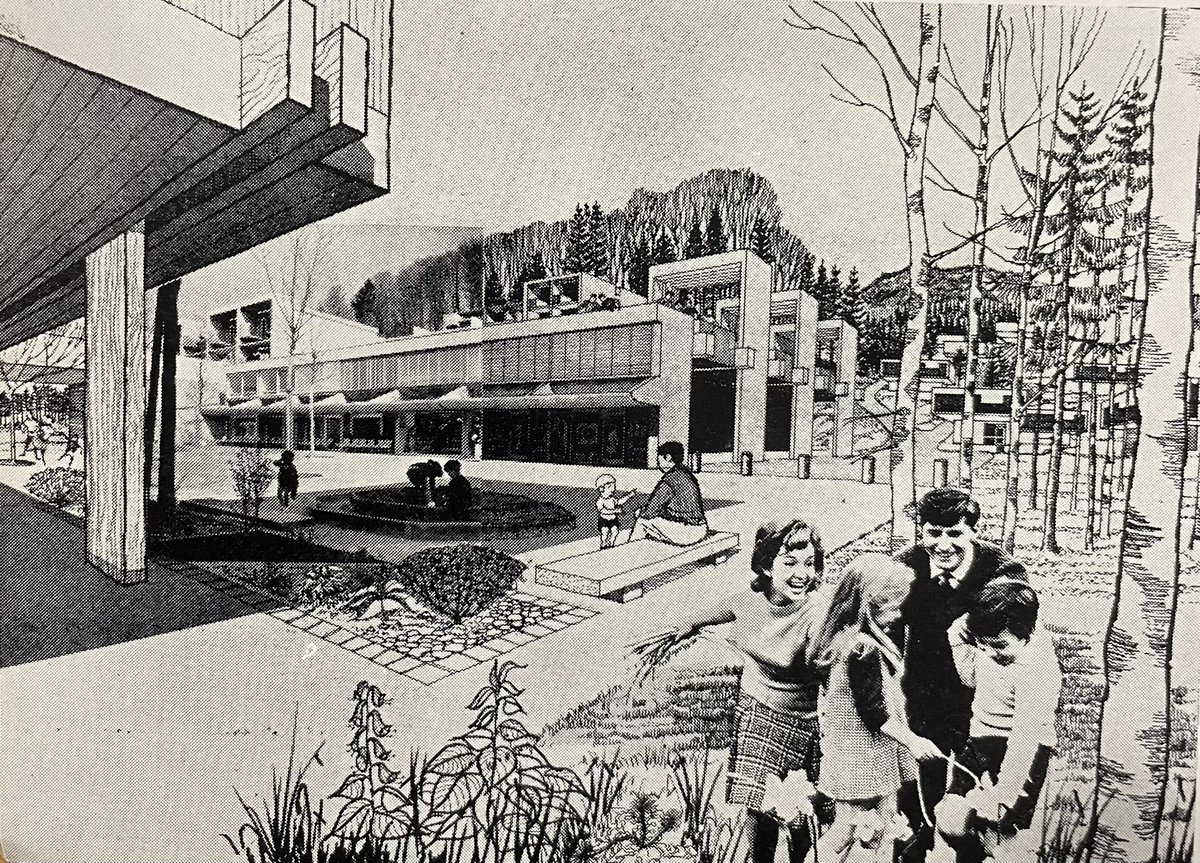 OSaumarezSmith's tweet photo. Illustrations from a 1965 issue of Northern Architect, imagining a linear monorail city stretching from Newcastle to Teesside. 💥 https://t.co/8lo1S6gpGl