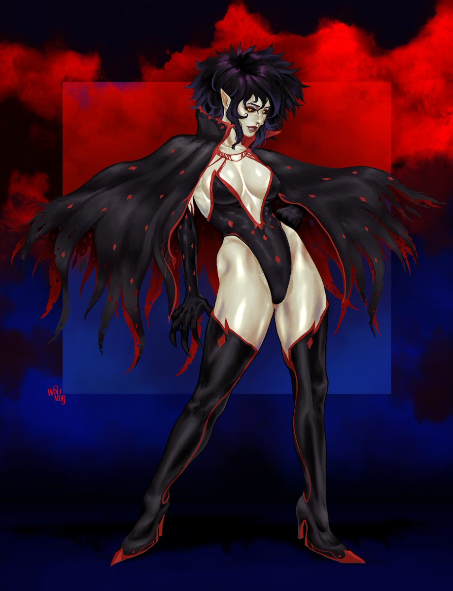WolfMug7's tweet photo. I am a fan of Erudibuja's art and always thought the vampire character was cool, I wanted to make mine sensual but with a bit of monstrous characteristics to make you question your behavior around such a being. 
#dtiys #digitalart #characterart #Vampire https://t.co/kyZ24fhX9y