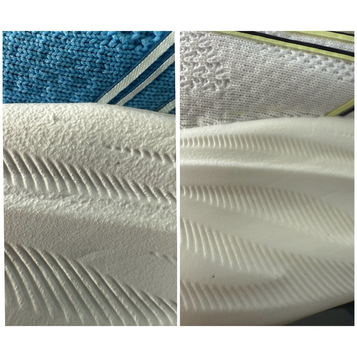 trader_360_ai's tweet photo. Can you spot the difference?
Bought ASICS Gel-Nimbus 26 from @Flipkart (Seller: HSAtlastradeFashion) in blue and directly from @ASICSIndia in green.

One’s authentic, the other feels like a cheap knockoff.
Which one do you think is real?
#FakeVsReal #ASICS #Nimbus26 #Flipkart #Sneakerheads #RunningShoes #FakeAlert #Unboxing #SneakerCheck #FlipkartReview

(P.S. Look closely at the sole, stitching & logo!)