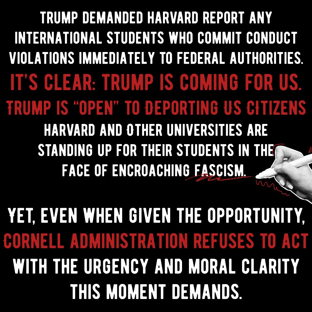 🚨17 VISAS REVOKED AT CORNELL UNIVERSITY, ADMIN SAYS NOTHING - The policies in place are paper thin, we need protections for immigrant students NOW ‼️ Send Cornell admin an email: actionnetwork.org/letters/protec…