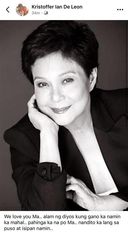 ABSCBNNews's tweet photo. Kristoffer Ian De Leon announced the passing of his mother, veteran actress Nora Aunor, in a poignant social media post.

READ: https://t.co/vAye3NldIm https://t.co/rsk5AwLD71