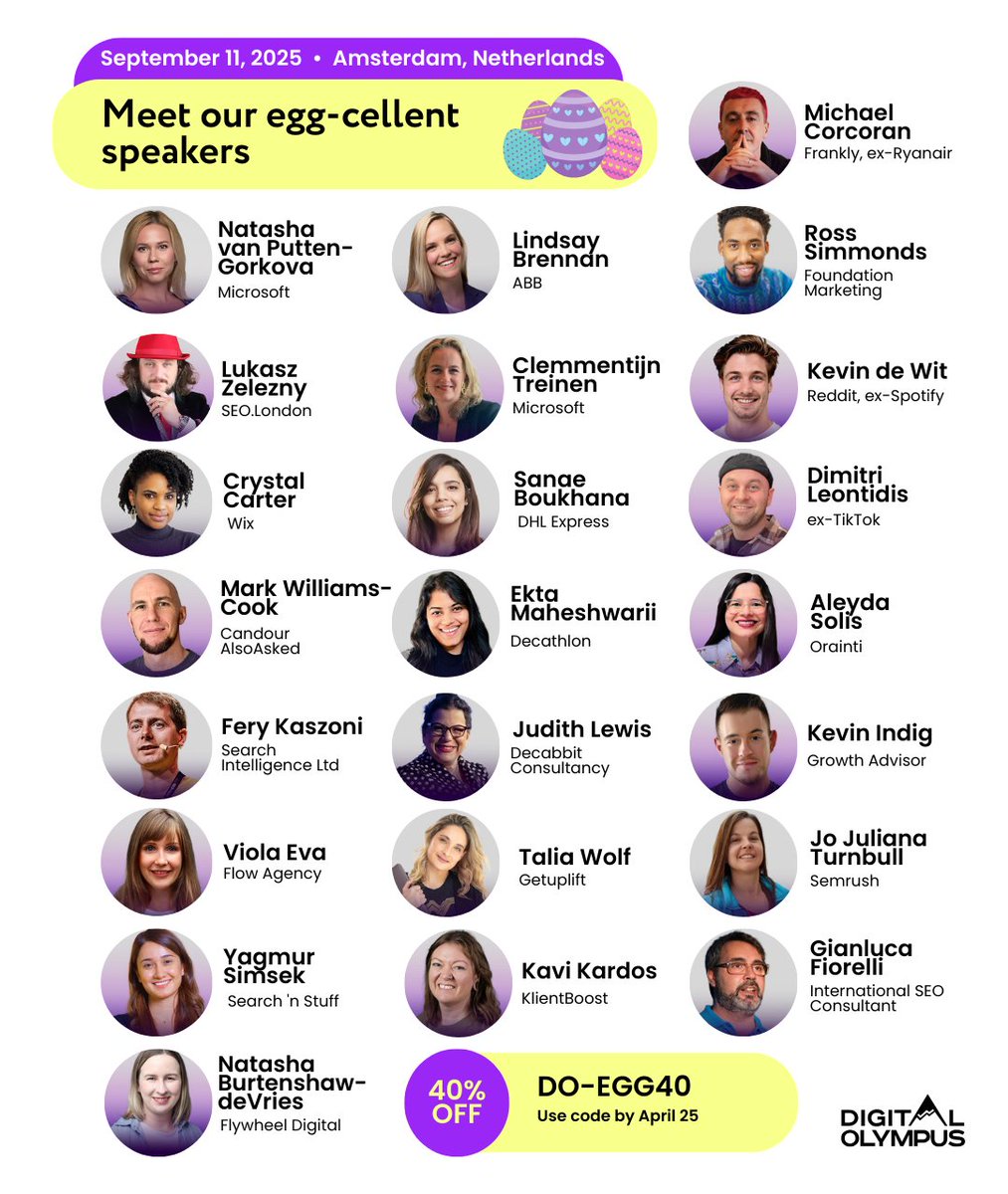 Digital Olympus (@digitalolympus) on Twitter photo 🚨 Full speaker lineup is live 🚨
Meet our experts 👉 <a href="/Kevin_Indig/">Kevin_Indig</a> <a href="/aleyda/">Aleyda Solis 🕊️</a> <a href="/TheCoolestCool/">Ross Simmonds</a> <a href="/JudithLewis/">Judith Lewis</a> <a href="/TaliaGw/">Talia Wolf</a> <a href="/mc_so_me/">Michael Corcoran</a> <a href="/LukaszZelezny/">Lukasz Zelezny 🇬🇧</a> <a href="/CrystalontheWeb/">Crystal Carter (she/her)</a> <a href="/thetafferboy/">Mark Williams-Cook</a> <a href="/FeryKaszoni/">Fery Kaszoni</a> <a href="/ViolaEva1/">ViolaEva</a> <a href="/SEOJoBlogs/">J Turnbull 🇺🇦</a> <a href="/yagmrsmsk/">Yagmur Simsek</a> <a href="/gfiorelli1/">Gianluca Fiorelli</a> <a href="/natasha_bd/">Natasha B-d.</a> <a href="/therarevos/">Haunted Doll That Eerily Resembles Kavi Kardos</a>
bit.ly/49RTyCF 🚨 Full speaker lineup is live 🚨
Meet our experts 👉 <a href="/Kevin_Indig/">Kevin_Indig</a> <a href="/aleyda/">Aleyda Solis 🕊️</a> <a href="/TheCoolestCool/">Ross Simmonds</a> <a href="/JudithLewis/">Judith Lewis</a> <a href="/TaliaGw/">Talia Wolf</a> <a href="/mc_so_me/">Michael Corcoran</a> <a href="/LukaszZelezny/">Lukasz Zelezny 🇬🇧</a> <a href="/CrystalontheWeb/">Crystal Carter (she/her)</a> <a href="/thetafferboy/">Mark Williams-Cook</a> <a href="/FeryKaszoni/">Fery Kaszoni</a> <a href="/ViolaEva1/">ViolaEva</a> <a href="/SEOJoBlogs/">J Turnbull 🇺🇦</a> <a href="/yagmrsmsk/">Yagmur Simsek</a> <a href="/gfiorelli1/">Gianluca Fiorelli</a> <a href="/natasha_bd/">Natasha B-d.</a> <a href="/therarevos/">Haunted Doll That Eerily Resembles Kavi Kardos</a>
bit.ly/49RTyCF