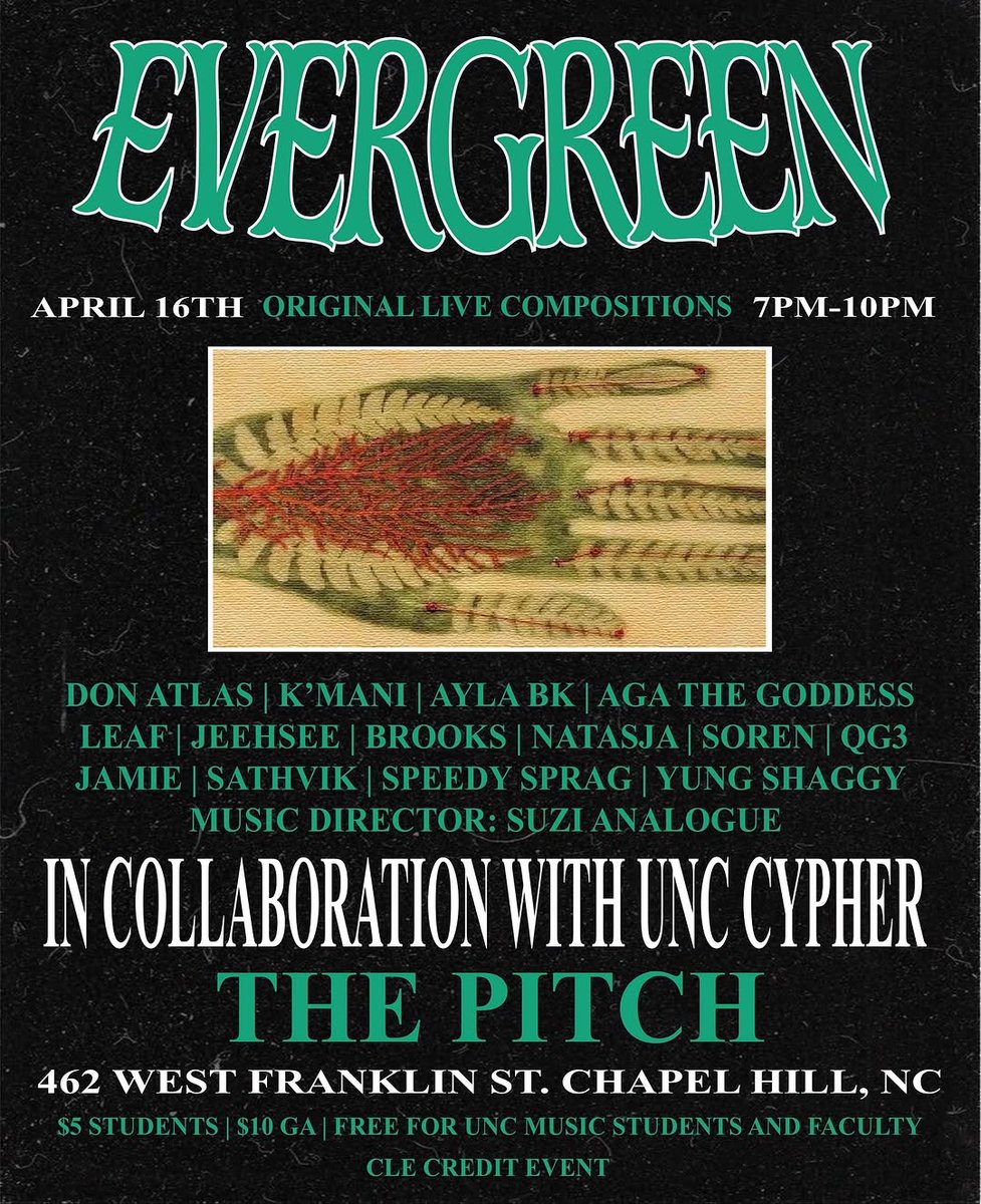 ♬ $UZI ΛNΛLØGUΣ © (@suzianalog) on Twitter photo For the last 3 years, I’ve been honored to found and serve as Music Director of the 1st-ever Hip Hop Ensemble—at America’s 1st public university <a href="/UNC/">UNC-Chapel Hill</a> . Tonight marks my final show leading this incredible group of student artists. Pull up to witness it at The Pitch, Chapel Hill For the last 3 years, I’ve been honored to found and serve as Music Director of the 1st-ever Hip Hop Ensemble—at America’s 1st public university <a href="/UNC/">UNC-Chapel Hill</a> . Tonight marks my final show leading this incredible group of student artists. Pull up to witness it at The Pitch, Chapel Hill