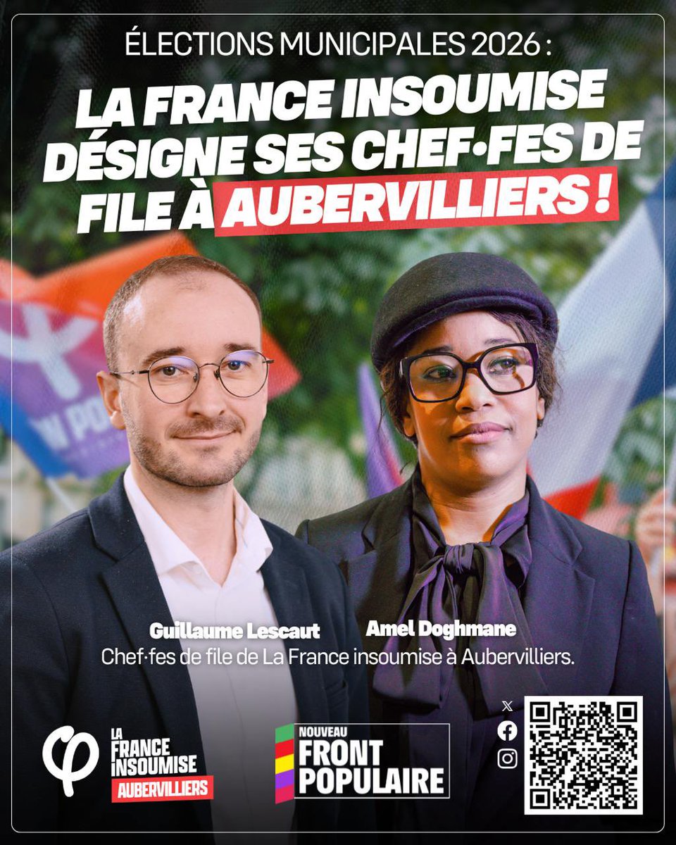 Fier et ému d’avoir été désigné avec Amel Doghmane chef de file de La France insoumise - Aubervilliers pour les élections municipales. 

Merci du fond du cœur à tous les militant.es de la France insoumise pour leur confiance !