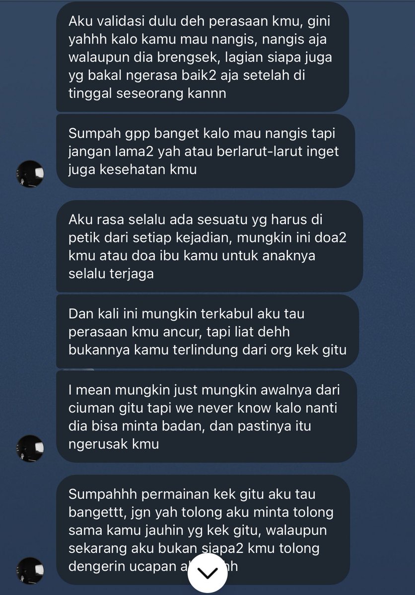 sylonica's tweet photo. @vanaa_moon KAK BACA INIII, aku pernah ada diposisi kmu. tpi dia cmn minta ciuman sih. trs pas aku blg gabisa lgi, dia lgsg berubah dan nge blok aku. trs ini kta tmen akuuu bikin aku sadar tidak denial lgi😔 https://t.co/r5Apjm3NEk